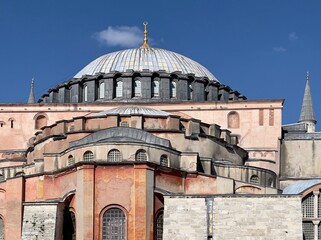 Fototapeta na wymiar Aerial view on Ayasofya, Hagia Sophia, late antiquity building at sunny day