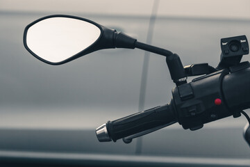 motorcycle handlebars, rearview mirror