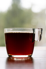glass cup of americano black coffee