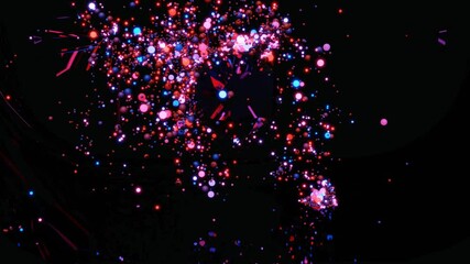 multicolored spheres fly in air and form pattern in 3d space. Balls light up and go out like a New Year's garland. Holiday postmodern simulation like nft style art object - Powered by Adobe