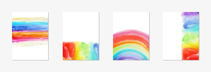 Watercolor hand drawn abstract rainbow background
