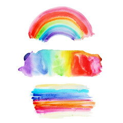 Watercolor hand drawn abstract rainbow background.