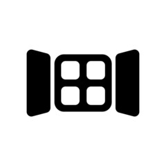 Window icon. Shutters. Black silhouette. Front view. Vector simple flat graphic illustration. The isolated object on a white background. Isolate.