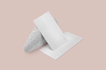 Clean minimal business card mockup on white stone