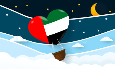 Heart air balloon with Flag of United Arab Emirates for independence day or something similar
