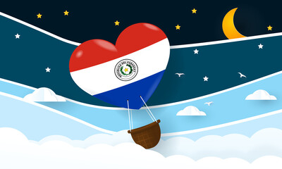Heart air balloon with Flag of Paraguay for independence day or something similar
