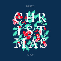 Christmas vector text. Card design. Ornate Christmas text. 