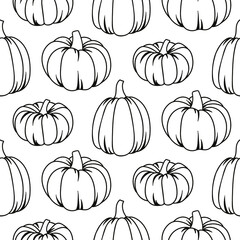 Seamless pattern with pumpkins. Textile. Fall and Thanksgiving.