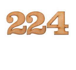 Number 224 - Piece of wood isolated on white background