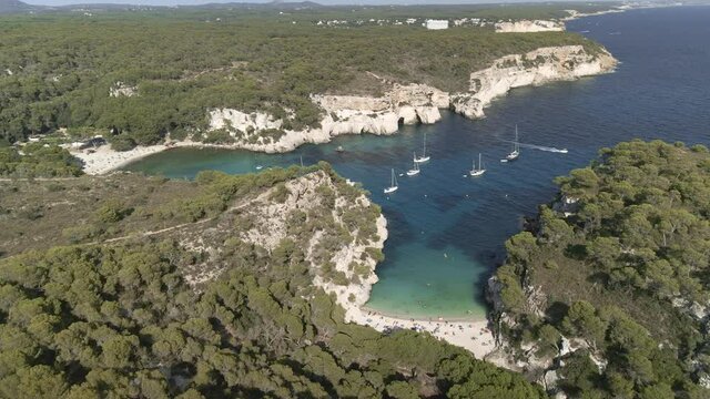 macarella y macarelleta playas menorca 4k drone
