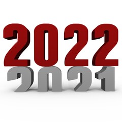 New Year 2022 pushing 2021 down - a 3d image