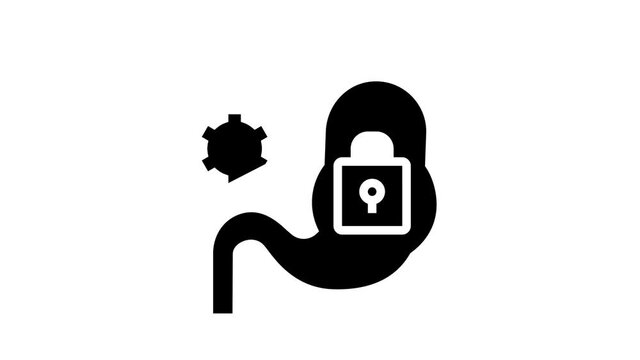 stomach work stop animated glyph icon. stomach work stop sign. isolated on white background