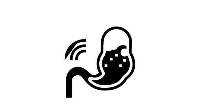 indigestion stomach animated glyph icon. indigestion stomach sign. isolated on white background