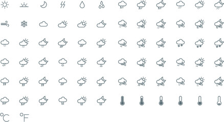 Weather 74 Icons Set