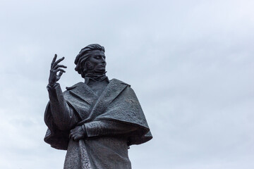 Fototapeta premium Novogrudok, Grodno region, Belarus - 10 02 2021: Monument to Adam Mitskevich