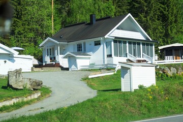 Mountain valley road landscape