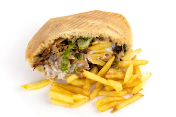 sandwich kebab isolé sur un fond blanc