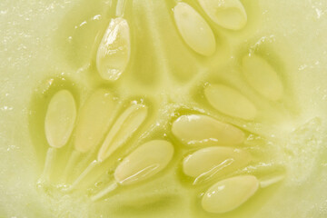 Close na textura de uma fatia de pepino.