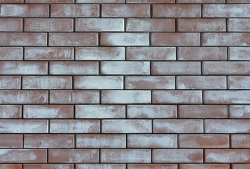 Textured red whitened weathered tarnished old  brick wall background