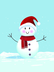 Snowman in Christmas day character icon vector illustration.