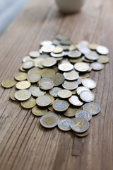 euro coins on the table