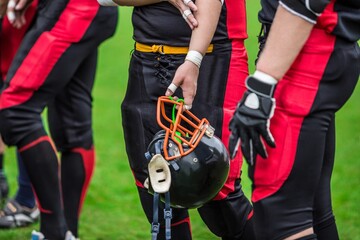 Fototapeta premium Football Players In Football Gear Close-up