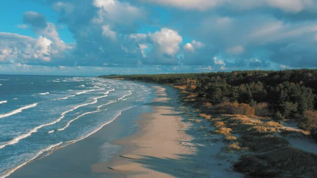 Aerial seaside beach view, Hyperelapse