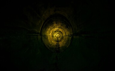 Dark Endless concrete tunnel underground