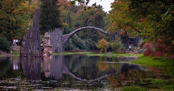 Rakotzbr&uuml;cke Teufelsbr&uuml;cke Kromlau, Sachsen, Germany.