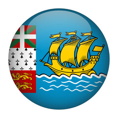 Saint-Pierre and Miquelon 3D Rounded Country Flag button Icon