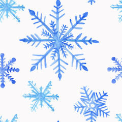 Seamless pattern with snowflakes in blue and white colors for winter.Seamless pattern .Gift paper.