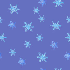 Fototapeta na wymiar Seamless pattern with snowflakes in blue and white colors for winter.Seamless pattern .Gift paper.