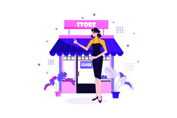 Sorry We Are Closed Illustration concept. Flat illustration isolated on white background.