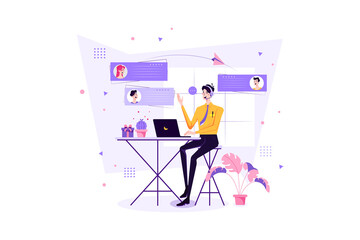 Online Customer Support Illustration concept. Flat illustration isolated on white background.