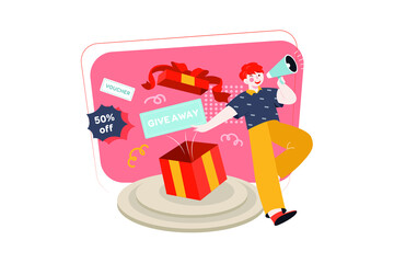 Giveaway shopping promotion Illustration concept. Flat illustration isolated on white background.