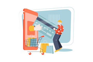 Online shopping payment Illustration concept. Flat illustration isolated on white background.