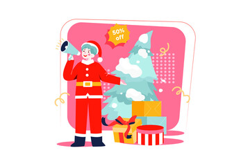 Christmas sale offers Illustration concept. Flat illustration isolated on white background.