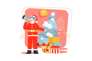Christmas sale offers Illustration concept. Flat illustration isolated on white background.