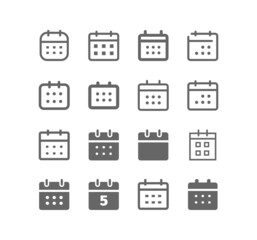 Calendar vector line icon set.
