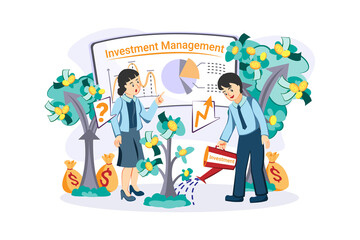 Investment management Illustration concept. Flat illustration isolated on white background.