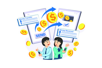 Mobile money transfer Illustration concept. Flat illustration isolated on white background.