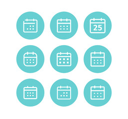 Calendar vector line icon set.