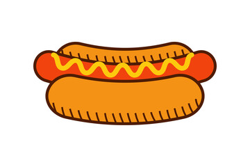 Hotdog retro icon. Hot dog vector illustration - 463894344