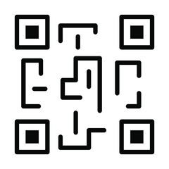 QR Code flat line icon. Wireless RFID chip and radio-frequency identificationscanner, package code, barcode. Outline sign for mobile concept and web design, store