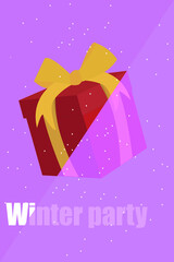 Flat vector illustration.
present. Winter time, background pattern on the theme of winter. Ideal background for posters, covers, flyers, banners.