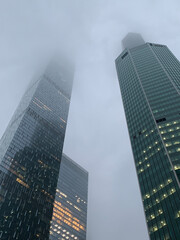 Fototapeta na wymiar city skyscrapers in the clouds 