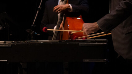 Male playing marimba in an orchestra
