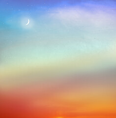 Romantic sunset sky as natural background