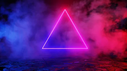 Selbstklebende Fototapeten Violett 3D-Rendering. Sci Fi moderner futuristischer heller Weltraumplanet mit Ringen. Abstrakter Hintergrund, Weltraumlandschaft  © ValDan