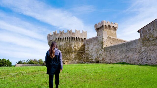 Etruscan city of Populonia known for necropoleis, old ruins, castle and sea. Populonia was an ancient Etruscan city near Baratti bay. Suggestive itineraries in Maremma park, between beaches and nature